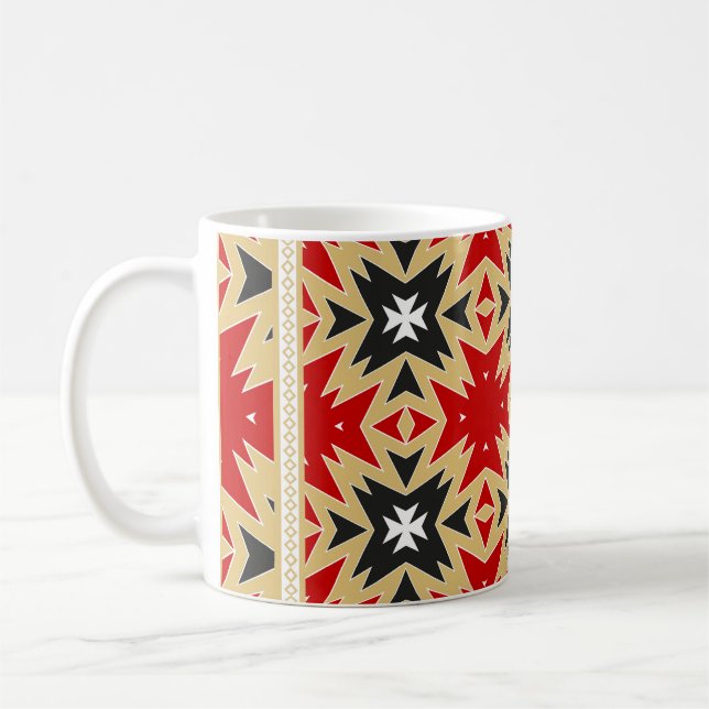 Ornament med geometrisk färgstark Mönster, Silke N Kaffemugg (Vänster)