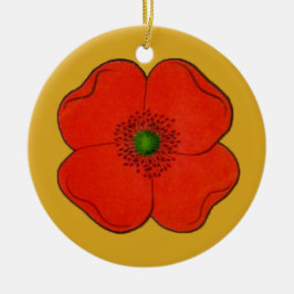 Ornament med röd vallmoblomma