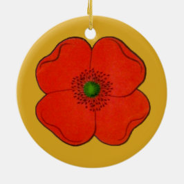 Ornament med röd vallmoblomma