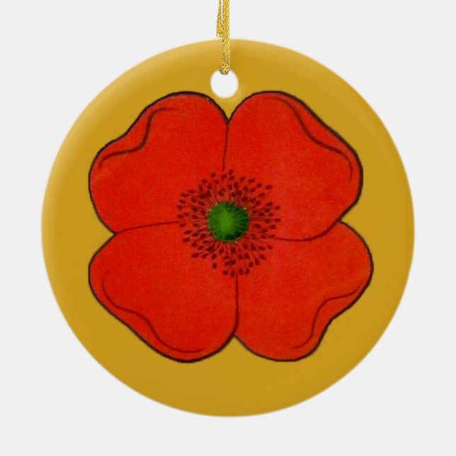 Ornament med röd vallmoblomma (Baksidan)