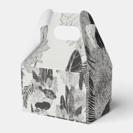 Ornament med tropiska blommor och handflatan. presentaskar