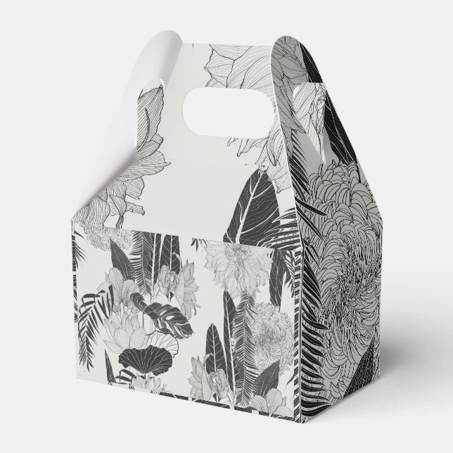 Ornament med tropiska blommor och handflatan. presentaskar (Framsidan Sidan)