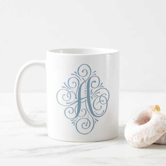 Ornament Monogram Swash-Personlig Kaffemugg (Med munk)