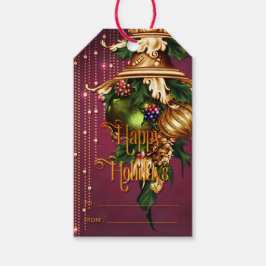 Ornament och Berries Glad helg Presentetikett