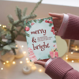 Ornament och Presenter Merry och Bright Julkort