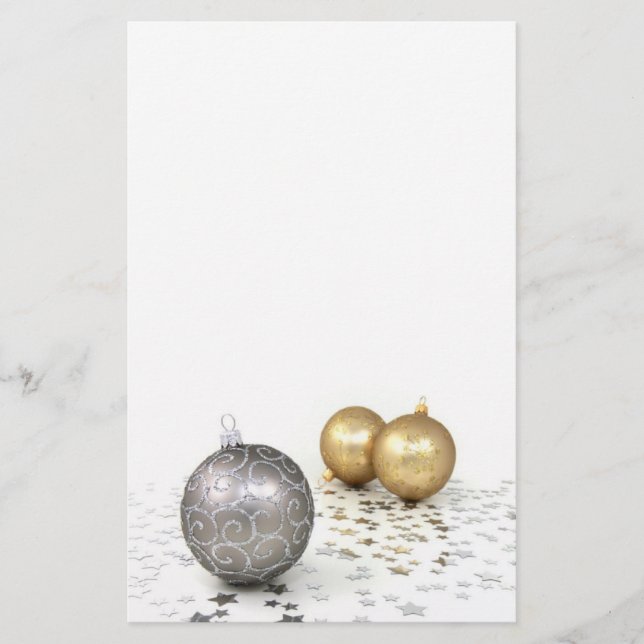 Ornament och stjärnor silver och Guld Brevpapper (Framsida)