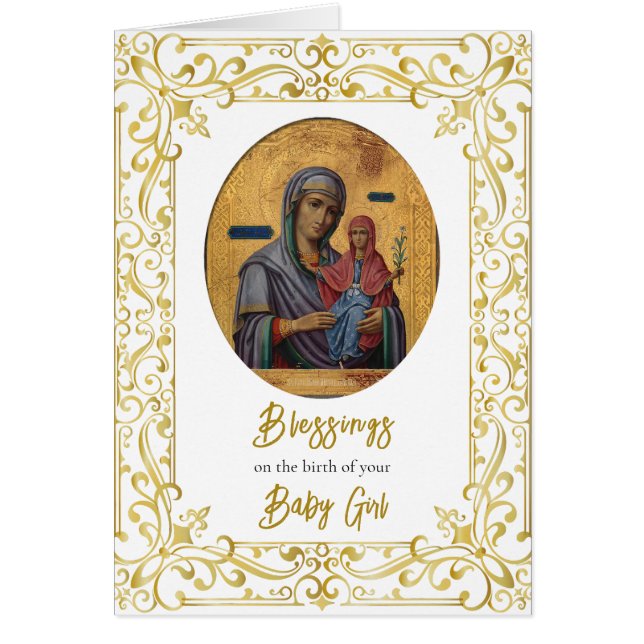 Ornament-ortodox Grattis Nyfödd bebis-kort Hälsningskort (Framsidan)