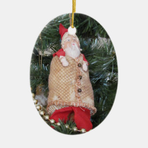 Ornament - (ovl) - Antique Santa i Träd