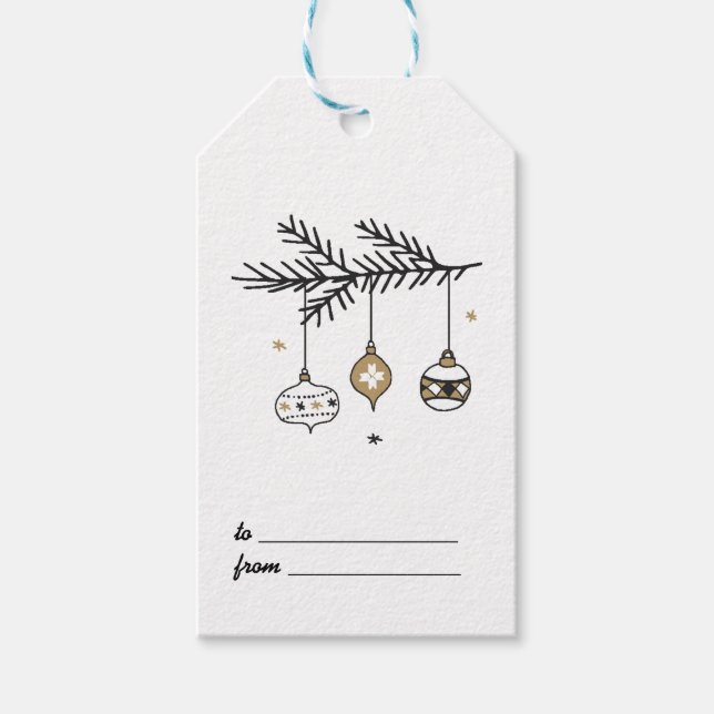 Ornament på en gren-jul/Helgdag Presentetikett (Framsidan)
