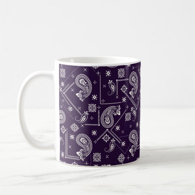 Ornament Paisley Bandana Print Mönster Kaffemugg (Vänster)