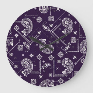 Ornament Paisley Bandana Print Mönster Stor Klocka