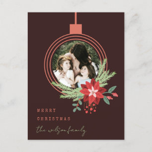 Ornament Photo Poinsettia Brown God jul Helg Vykort