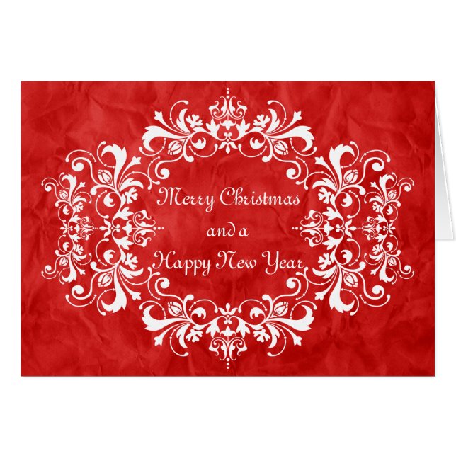 Ornament Ram vit + text och foto Hälsningskort (Framsidan Horizontal)