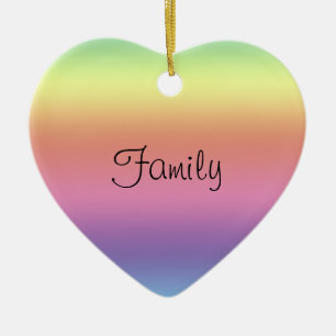 Ornament - regnbåge färg och familjehjärta