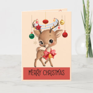 Ornament Reindeer julklapp med fastsatt hälsning Helgkort