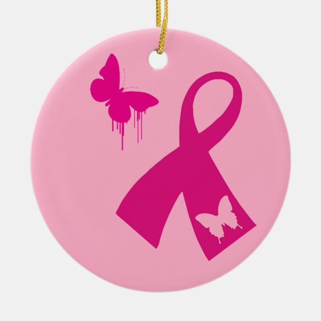 Ornament: Ribbon med Butterfly julprydnad Julgransprydnad Keramik (Framsidan)