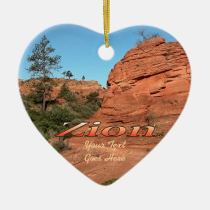 Ornament: Röd Sten i Zion (hjärta) Julgransprydnad Keramik