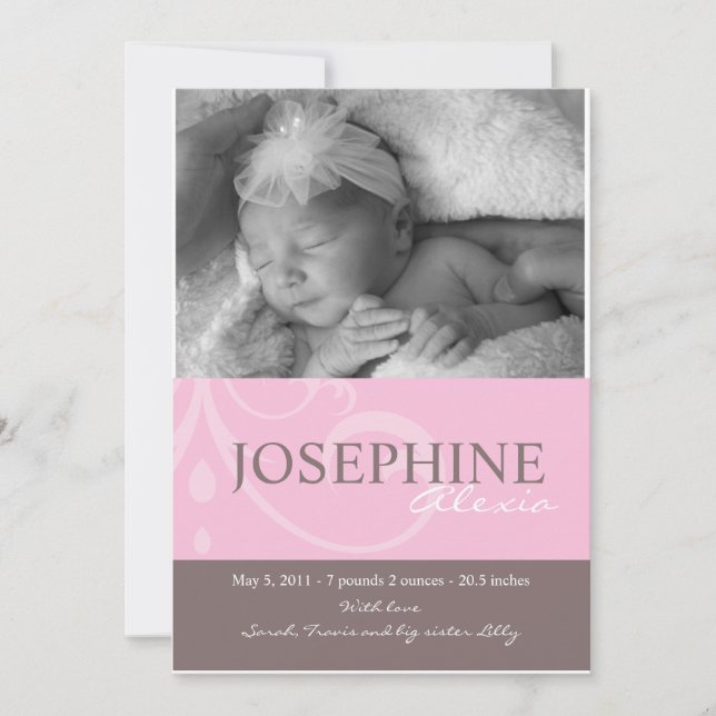 Ornament Rosa Baby Meddelande (Framsida)