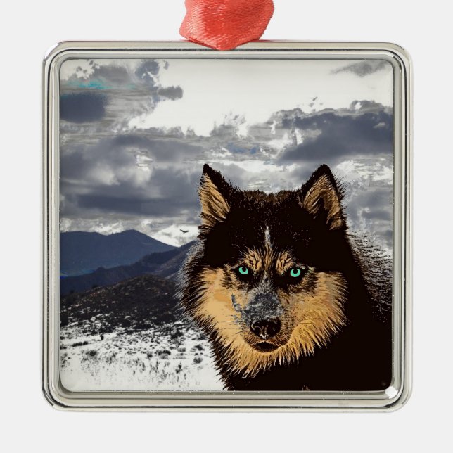 Ornament siberian husky Metall (Framsidan)