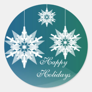 Ornament Snöflingor Helgdag Stickers Runt Klistermärke