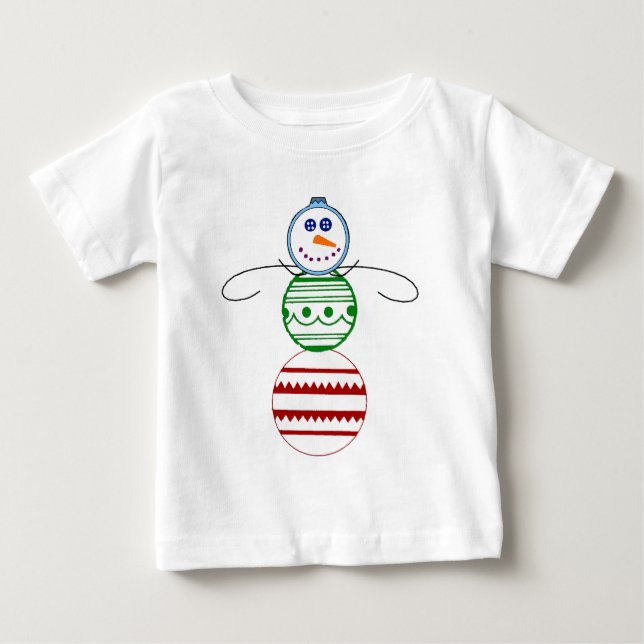 Ornament Snögubbe - Småbarn Långärmaden Tee (Framsida)