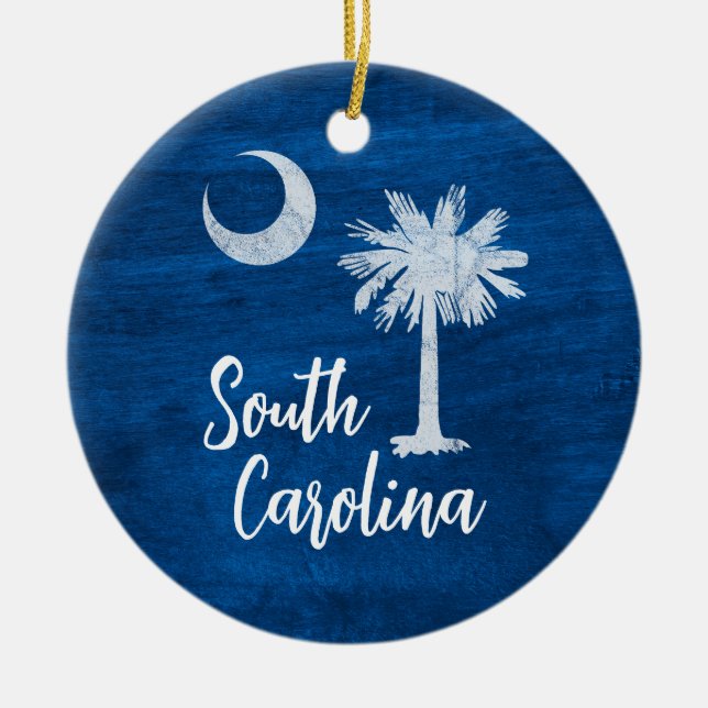 Ornament - South Carolina Flagga med Palmetto Träd (Framsidan)