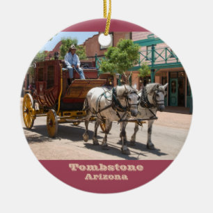 Ornament: Stagecoach Ride #3 (Circle Red) Julgransprydnad Keramik