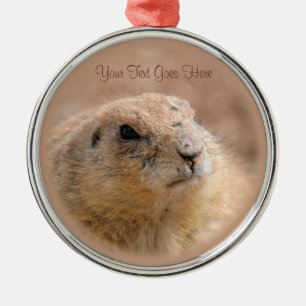 Ornament: Svart Prairie-Hund (Premium Round) Julgransprydnad Metall