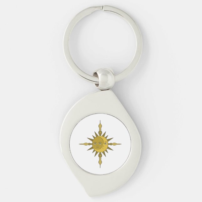 Ornament Swirl Silverfärgad Nyckelring (Framsidan)