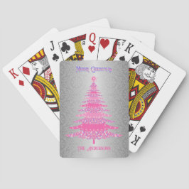 Ornament vid elegant Julgran Rosa Silver Namn Casinokort
