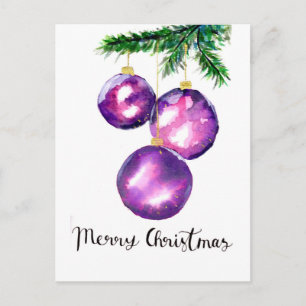 Ornament vid lila Julgran Vykort