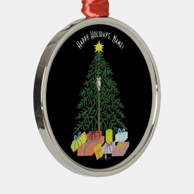 Ornament vid Metall-rundan vid Christmast Träd Trä (Höger)