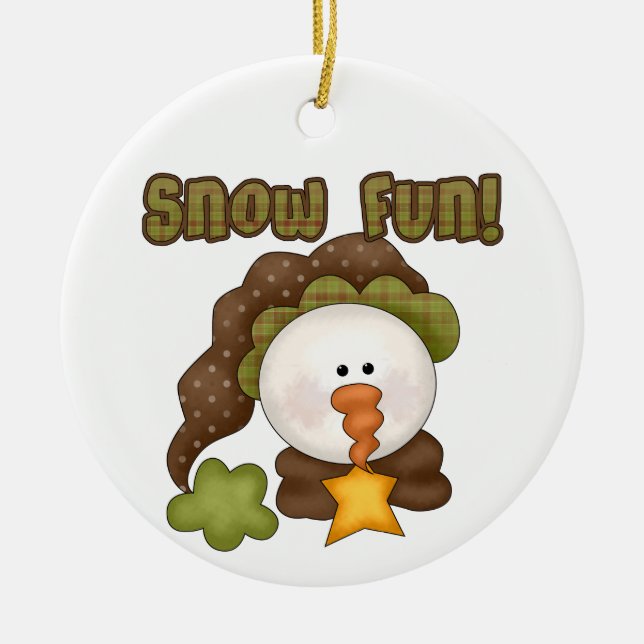 Ornament vid snö Roligt Snögubbe (Framsidan)