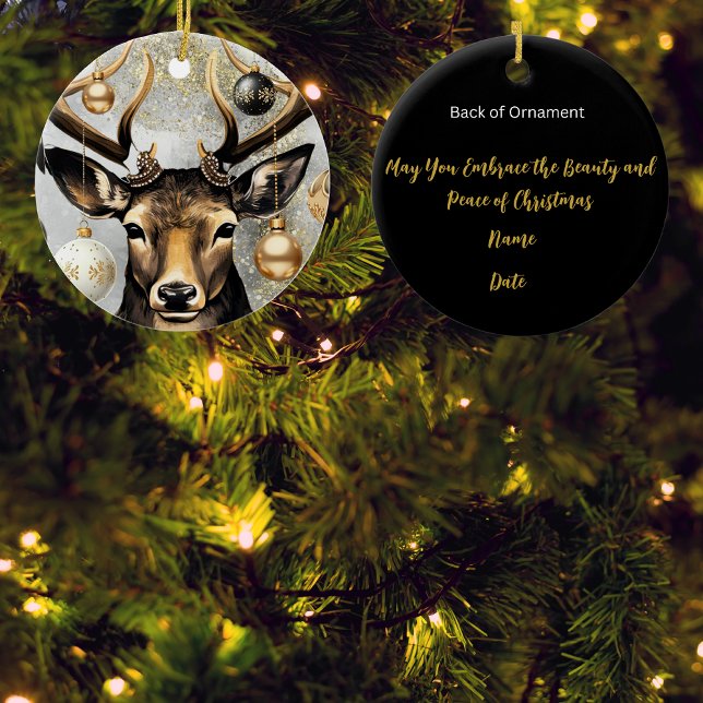 Ornament Vinterjul - Hjort - Anpassade (Bring a lot more holiday cheer to your tree with this beautiful customizable Winter deer ornament/)