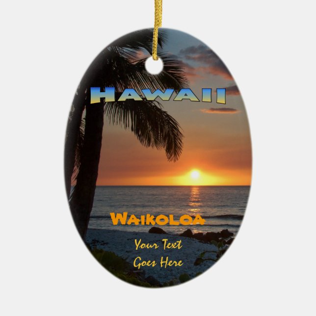 Ornament: Waikoloa Sunset #1 (Oval) Julgransprydnad Keramik (Framsidan)