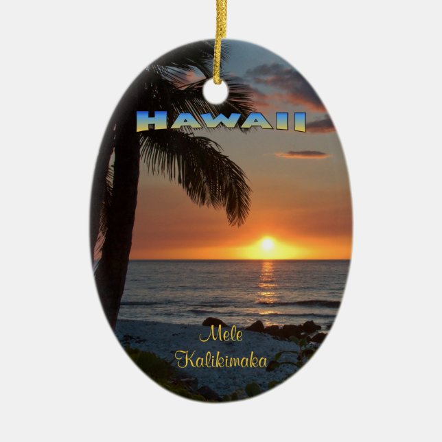 Ornament: Waikoloa Sunset #1 (Oval) Julgransprydnad Keramik (Framsidan)