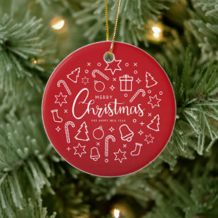 Ornament White Red julgran Candy cane