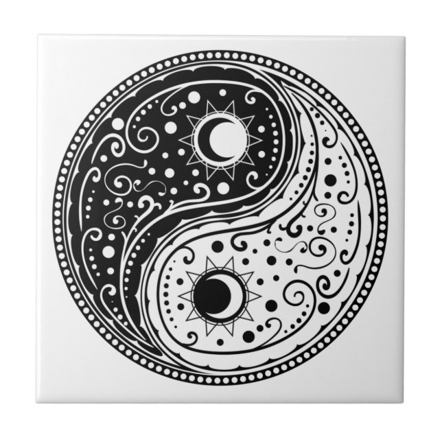 Ornament yin yang-symbol paisley-design kakelplatta (Framsidan)