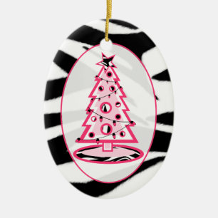 Ornament Zebra tryck och Rosa Julgran