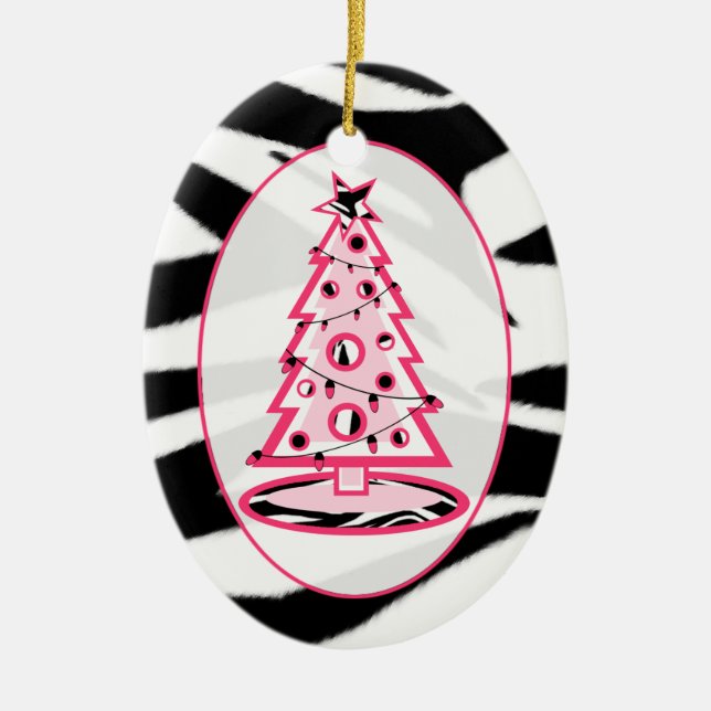 Ornament Zebra tryck och Rosa Julgran (Framsidan)