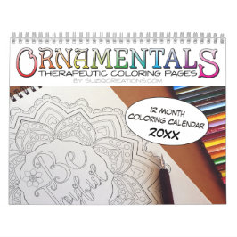 OrnaMENTAL 12 månaders behandlingsfärgningssidor Kalender