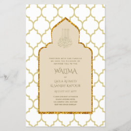 Ornamental Bilingual WALIMA Nikah Muslim Bröllop Flygblad