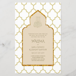Ornamental Bilingual WALIMA Nikah Muslim Bröllop Flygblad