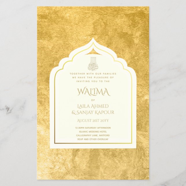 Ornamental Bilingual WALIMA Nikah Muslim Bröllop Flygblad (Framsidan)