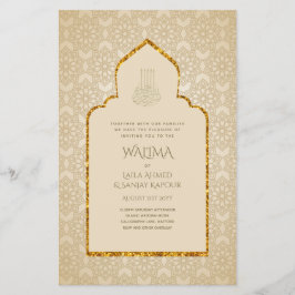 Ornamental Bilingual WALIMA Nikah Muslim Bröllop Flygblad