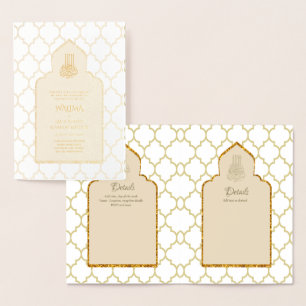 Ornamental Bilingual WALIMA Nikah Muslim Bröllop Folierat Kort