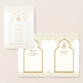 Ornamental Bilingual WALIMA Nikah Muslim Bröllop Folierat Kort