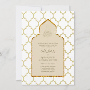 Ornamental Bilingual WALIMA Nikah Muslim Bröllop Inbjudningar