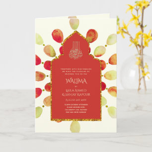 Ornamental Bilingual WALIMA Nikah Muslim Bröllop Kort