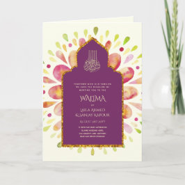 Ornamental Bilingual WALIMA Nikah Muslim Bröllop Kort